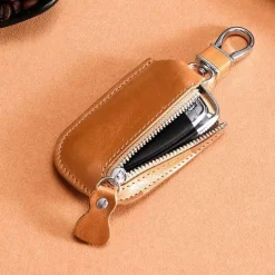Key Fob Leather Tote To Protect Remote or Re-Attach To Keychain